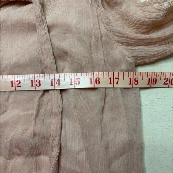 Sundance Fairy Viscose Buttons Crinkle Neck Tie Blouse Top Blush Pink Size XS - Picture 5 of 7